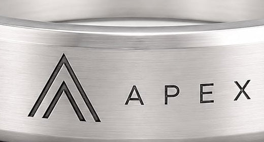 APEX engraving in brushed silver