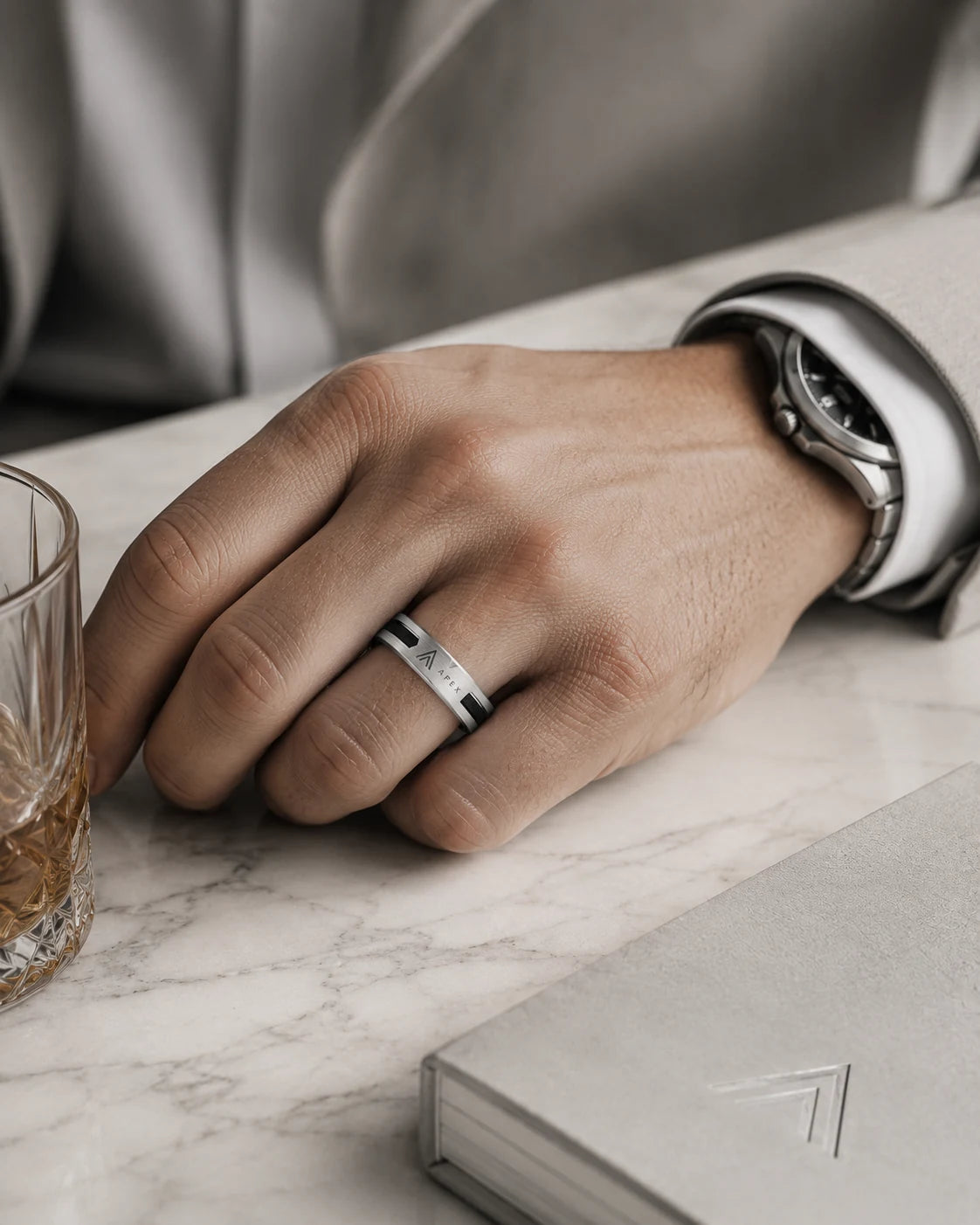 APEX Meridian ring worn on hand