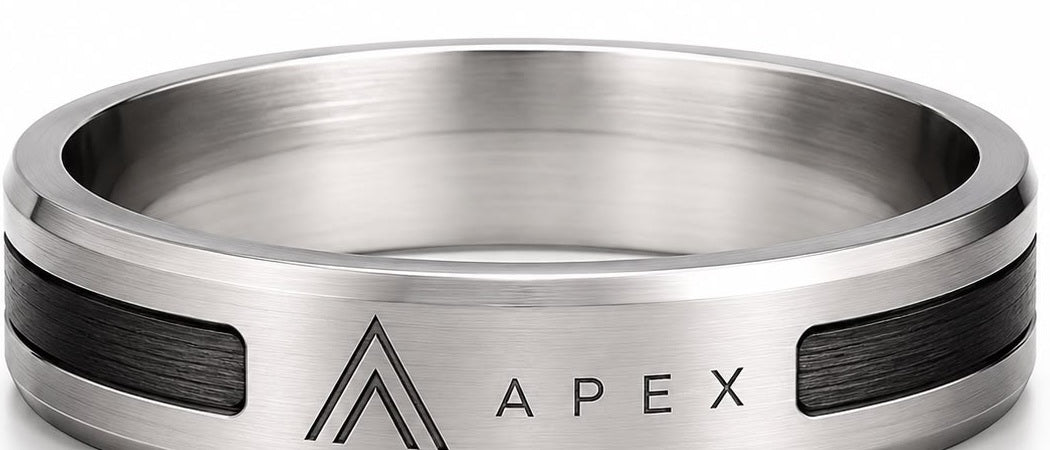 Architectural profile of brushed silver ring